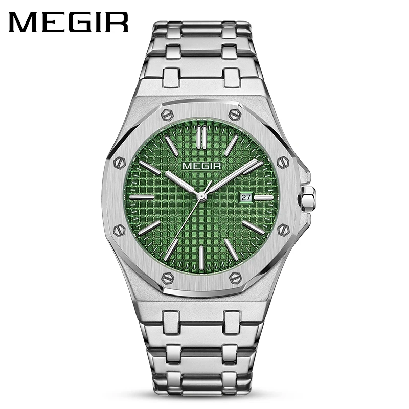 

Megir 1085 Luxury Classic Watch Solid Stainless Steel Band Waterproof Calendar Date Luminous Hands Men Quartz Watches