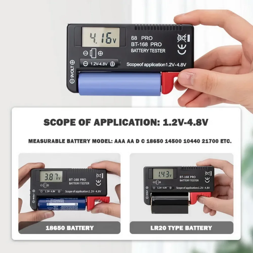 BT-168 Pro BT-168D BT-168 Digital Battery Tester LCD Display C D N AA AAA 9V 1.5V Button Cell Battery Capacity Check Detector