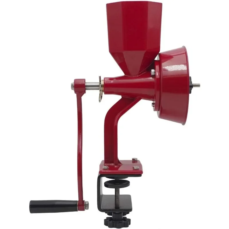 WONDERMILL Manual Hand Grain Mill Red Wonder Junior Deluxe for Dry and Oily Grains - Kitchen Flour Mill