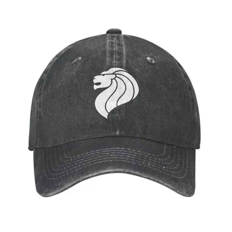 Custom Cotton White Lion Head Symbol Of Singapore Flag Baseball Cap Hip Hop Men Women's Adjustable Dad Hat Spring