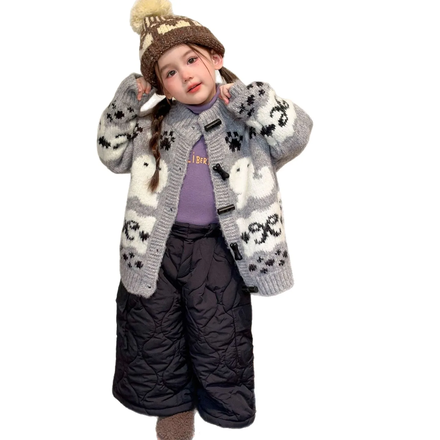 Sweater 2026 Winter New Children Clothing Girls Thick Coarse Wool Medium Long Sweater Fashion and Versatile