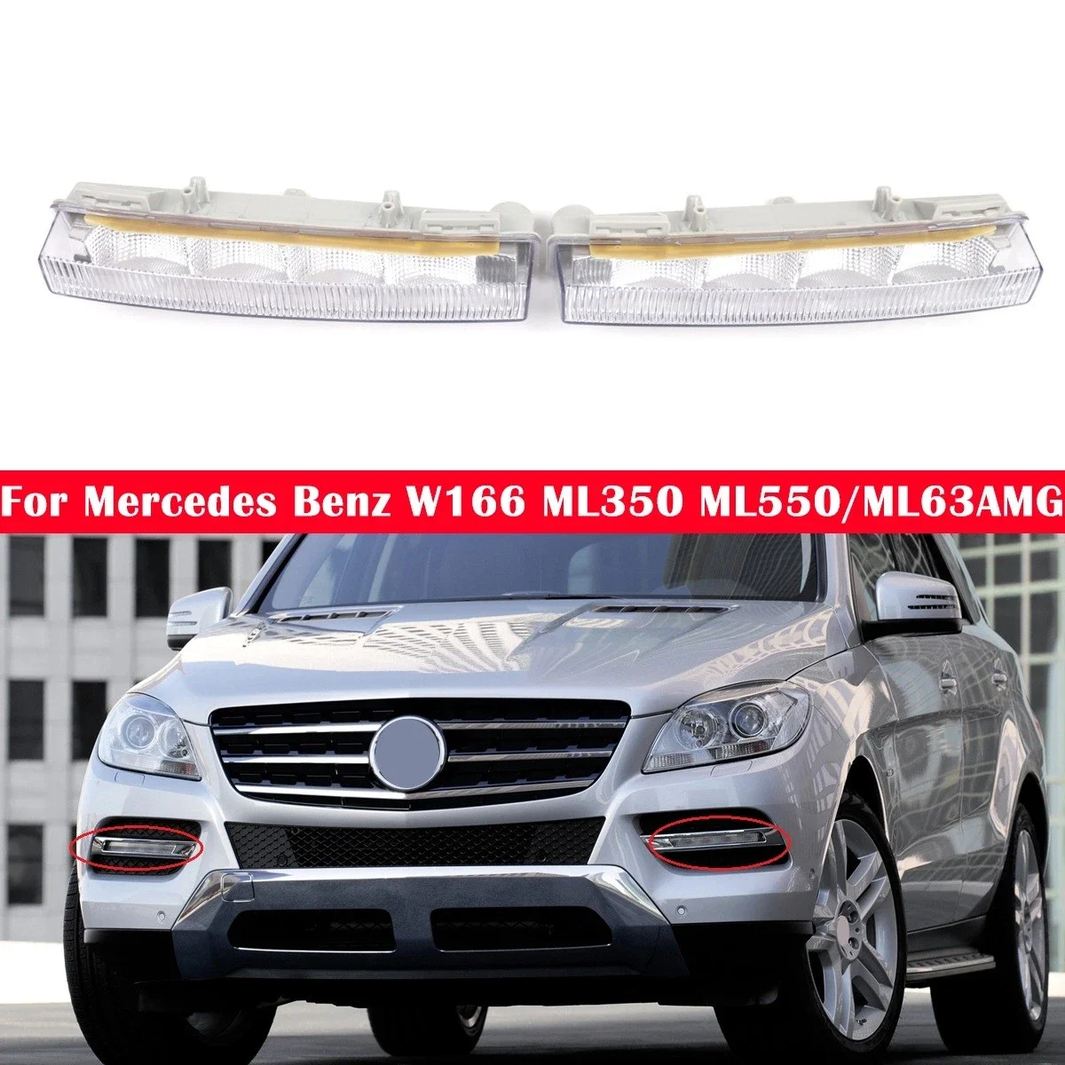 2049065401 Car Front Bumper Fog Lights LED DRL Daytime Running Lights For Mercedes Benz W166 ML350 ML500 X204 GLK250 2013 2014