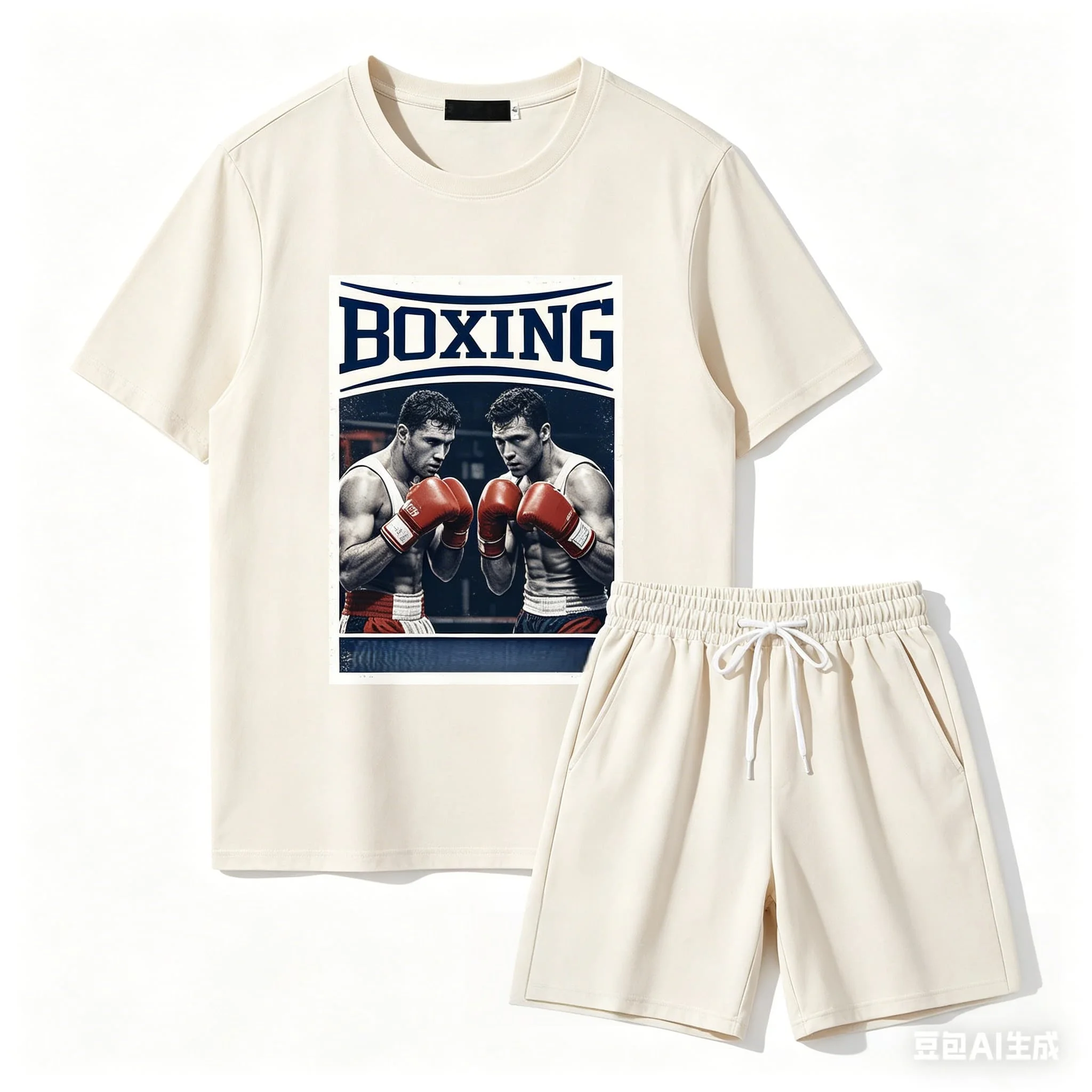 

Men's Boxing Themed 2-Piece Short Sleeve T-Shirt Breathable Athletic Set for Boxing Enthusiasts Light Weight Sportswear Trendy
