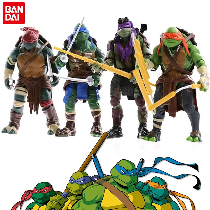 4pcs/set Teenage Mutant Ninja Turtles Action Figures Anime Cartoon Leo Raph Mike Don TMNT Movable Joint Dolls Model Kids Toys