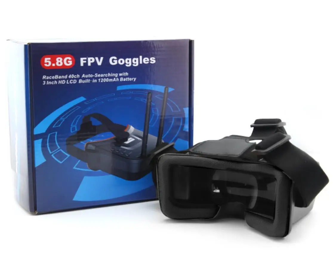VR009 Auto-Searching Mini FPV Goggles 5.8G 40CH Double Antennas 3.0 Inch 480*320 LCD Screen Lipo Battery For RC Drone Quadcopter