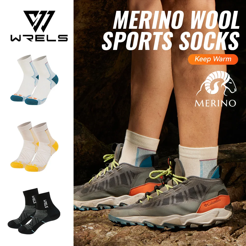 

﻿WRELS 1/2/3pairs Merino Wool Socks Warm Thermal Hiking Socks Breathable Cushion Hiking Running Warm thermal Compression Socks