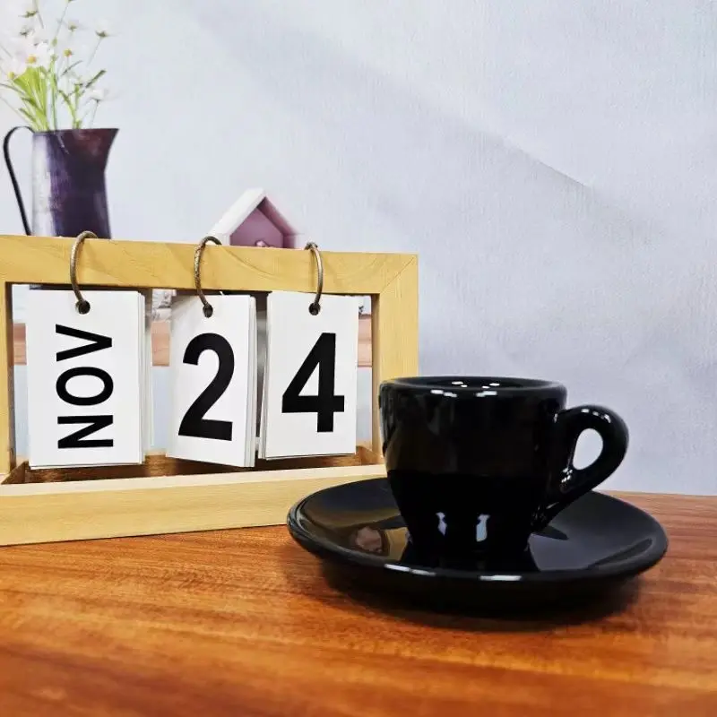 High Quality 9mm Thick Coffee Cup 50ml Nespresso Cups Matching Grade Black Cup Porcelain Tea Cups And Saucers Cafe Cup Saucer