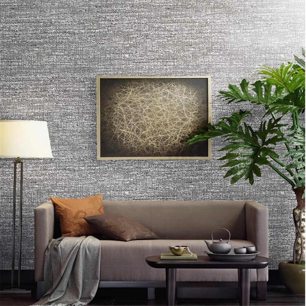 papel de parede Japanese linen wallpaper solid color plain gray Nordic bedroom living room background wall paper for living room