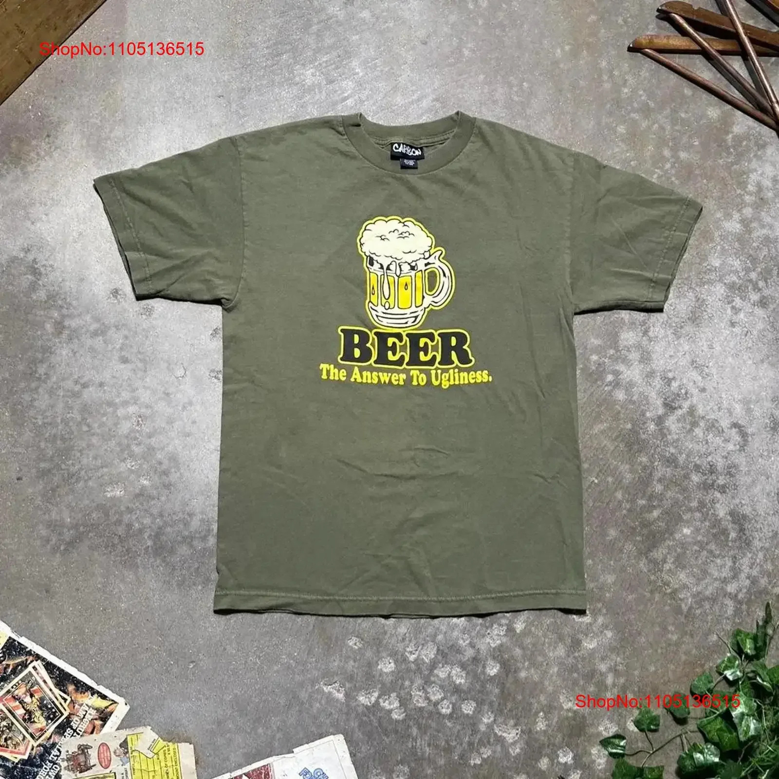

Vintage Y2K Beer The Answer To Ugliness Joke Text T Shirt Mens Medium Funny vintage Washed graphic fashion Soft Breathable
