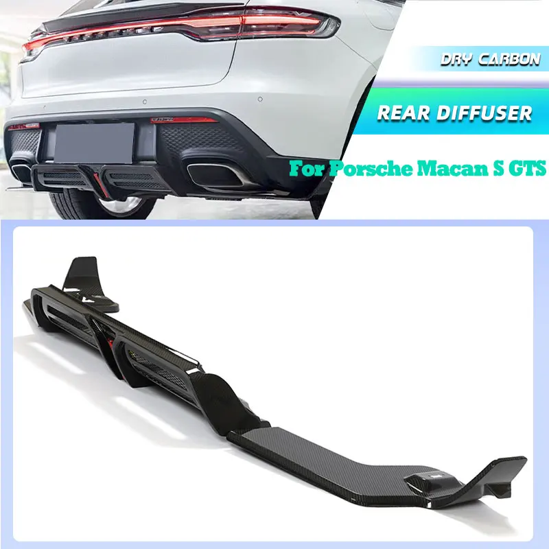 

Диффузор-спойлер из сухого карбона (препрег) для заднего бампера Porsche Macan S GTS Sport 95B 2021-2022, накладка на задний бампер, элемент обвеса