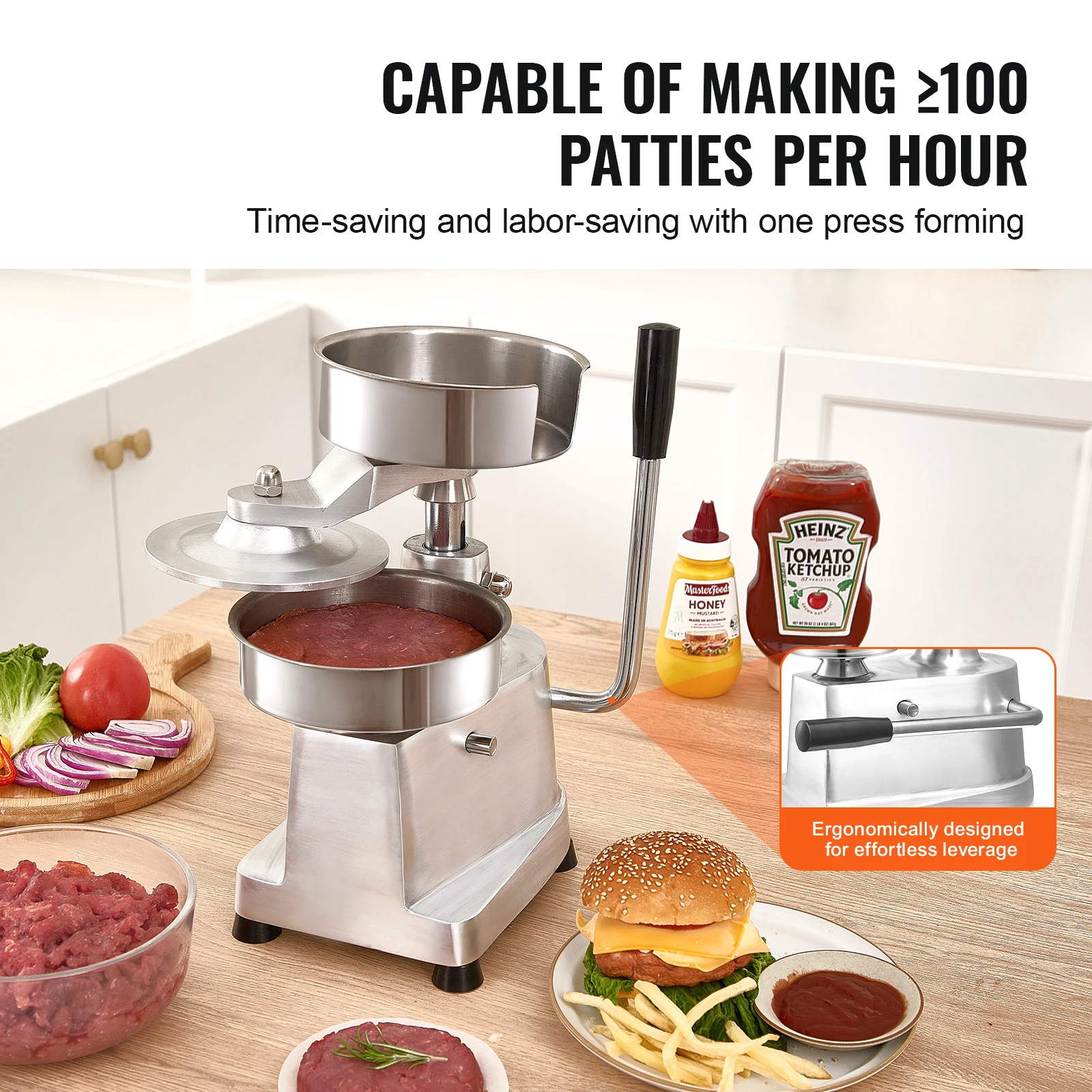 SucceBuy 6in التجارية برغر باتي صانع همبرغر لحوم البقر باتي صانع الثقيلة الغذاء الصف وعاء من الفولاذ المقاوم للصدأ برجر الصحافة #4