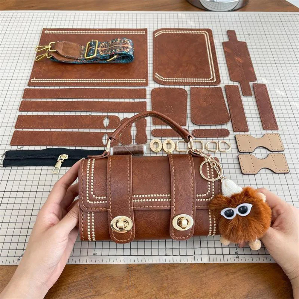 Diy Tas Naaiset Handtas Schouderriem Handgemaakte Op Maat Gemaakte Zwart Bruine Tas Accessoires Met Hardware Gesp Voor Vrouwen Tas