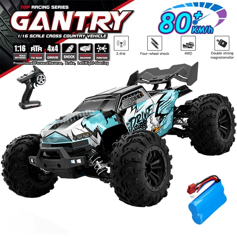 1:16 70KM/H Or 80KM/KBDFA D847 4WD RC Car With LED Remote Control Cars High Speed Drift Monster 4x4 Truck for Kids