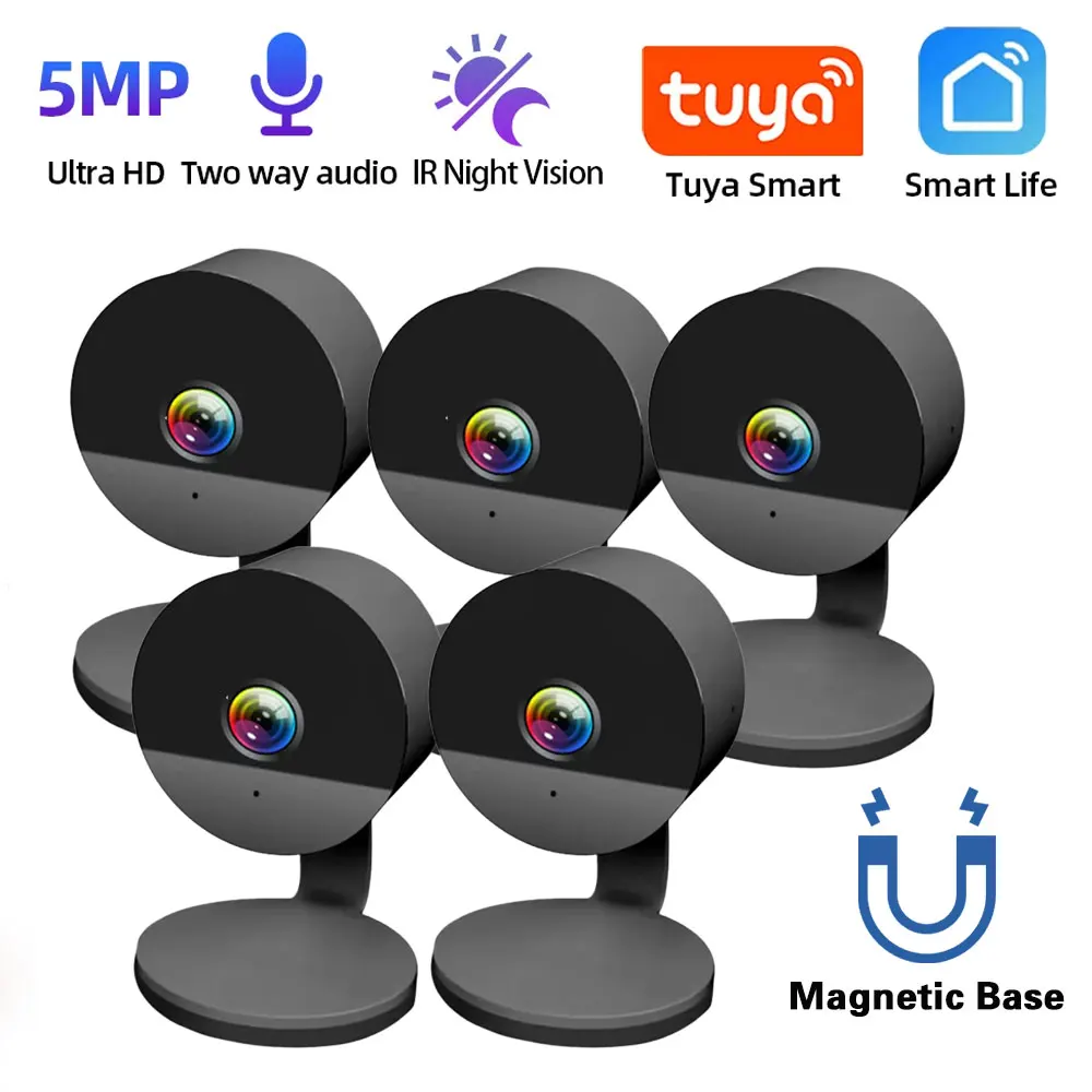 Wireless 5MP Tuya Magnetic Camera Human Detection CCTV Video Surveillance Camera Home Smart Life Wifi Security Baby Monitor Cam