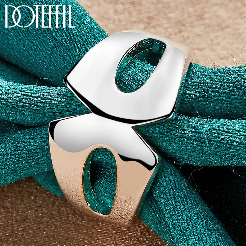 DOTEFFIL 925 Sterling Silver Geometry Smooth Ring For Women Man Fashion Wedding Engagement Party Gift Charm Jewelry