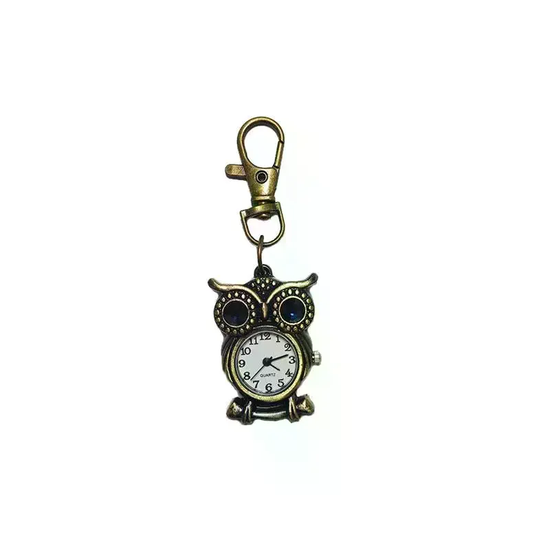 Tiny Cute Owl Shaped Pendant Pocket Watch For Kid Men Women Retro Quartz Pocket Clock Gifts Arabic Numerals Dial
