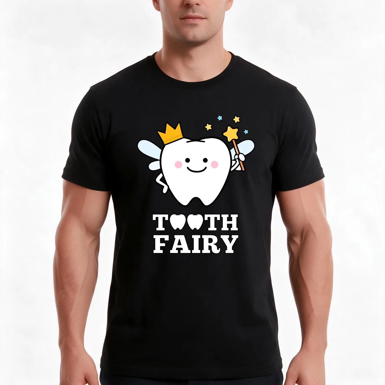 Tooth Fairy Magic Wand Fun Magical Dental Gift T-Shirt, Summer Casual Cotton Tee, Oversized Streetwear Tops, Unisex Men Women
