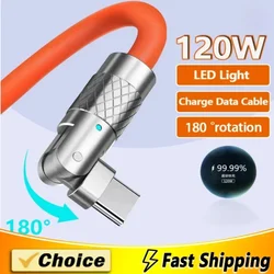 120W Liquid Silicone USB Super Fast Charge Cable For iPhone Xiaomi Huawei Samsung Charging Data Micro USB C Type C Game Cord