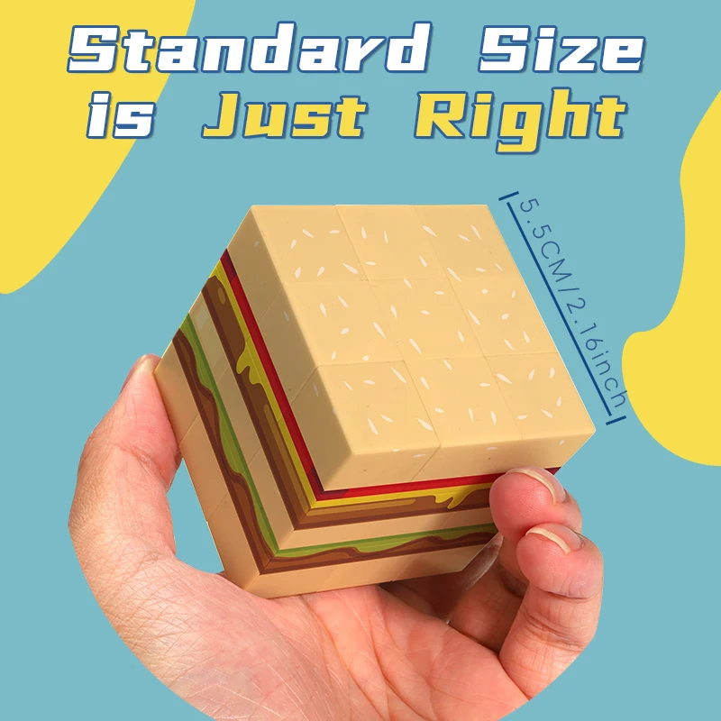 Cubo mágico 3x3x3 3d uv impresso hambúrguer alívio do estresse quebra-cabeça profissional jogo de velocidade suave brinquedo das crianças presente