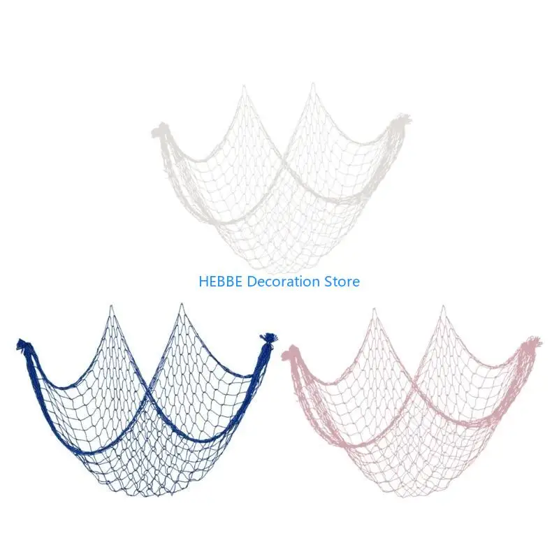 B0KC Beach House Wall Hanging Fish Net Optional Color for Wedding and Photo Backdrops Fishing Net  59x79Inch