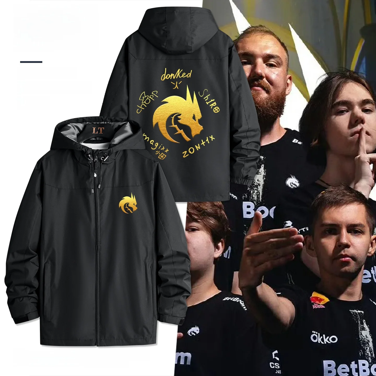 

Мужская куртка T-Spirit Bla Jaet Winning Design с дизайном дракона CS:GO, приталенная, из полиэфирного волокна, модель «два в одном»