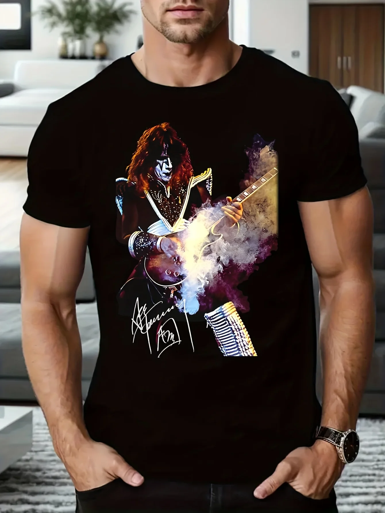 

Ace Frehley Band Мужские топы Мужской летний топ Аниме Мужской подарок Винтажная одежда Аниме Мужская футболка с принтом B5021765
