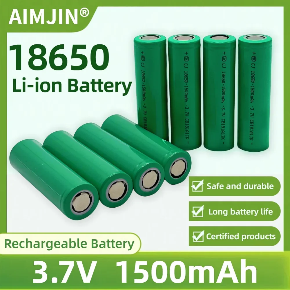 

100% Original 3.7V 18650 Lithium ion Battery 3.7V 1500mAh Rechargeable BatterySuitable for Flashlight, Toy，Recorder Battery