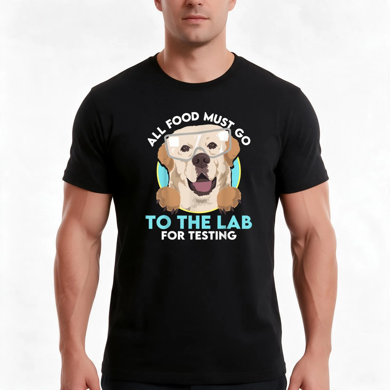 All Food Must Go To The Lab For Testing Funny Labrador Dog T-Shirt, Summer Casual Cotton Tee, Oversized Streetwear Tops