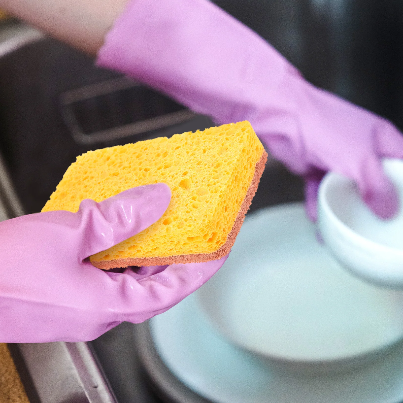 

6Pcs Wok Sponge Multi Function Kitchen Sink Stove Bathroom Durable Dish Scrub Sponge Strong Absorption Household Cleaning