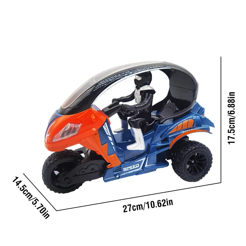 2.4GHz RC Stunt Spray Three-wheeled Motorcycle Remote Control 5CH Colorful Lighting Electric Car Model Kids Toys Boys Gifts