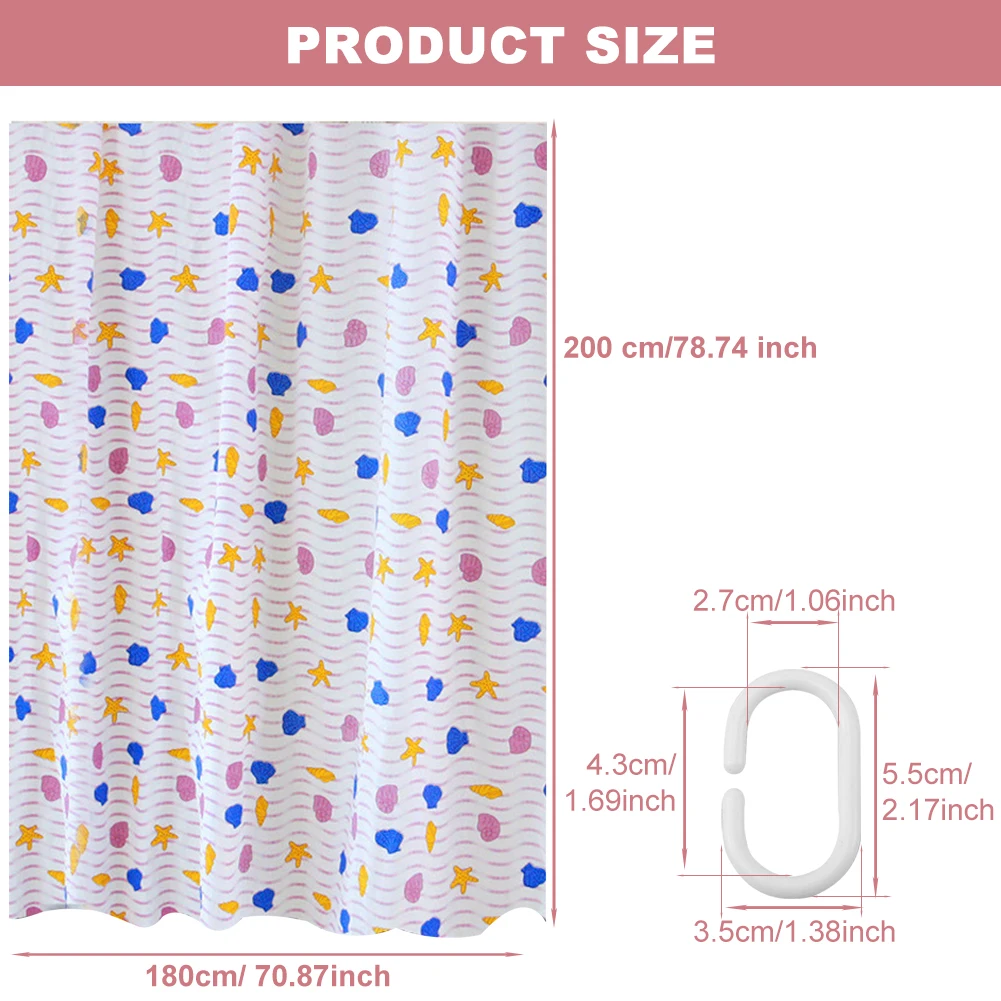 Prints Bathroom Home Decor Bath Screen Shower Curtain Bathroom Curtains with Hooks