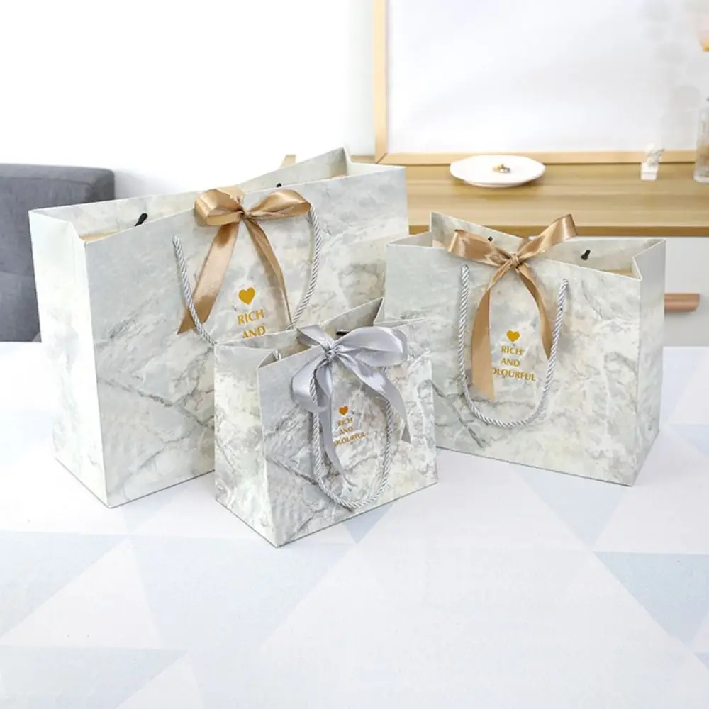 Sac cadeau multi-taille avec impression marbrée, sac à provisions créatif, emballage épais, grande capacité, cadeau
