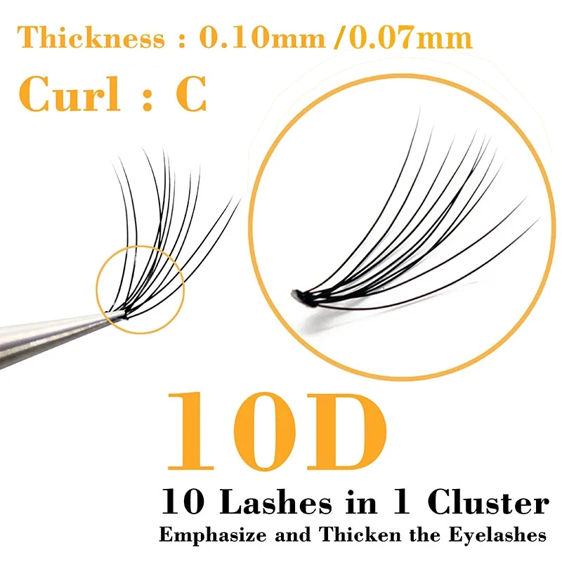 10D Cílios Falsos 60 pacotes/caixa cílios individuais 0.1/0.07mm de espessura Cílios Clusters extensão natural Cílios Maquiagem Ferramenta