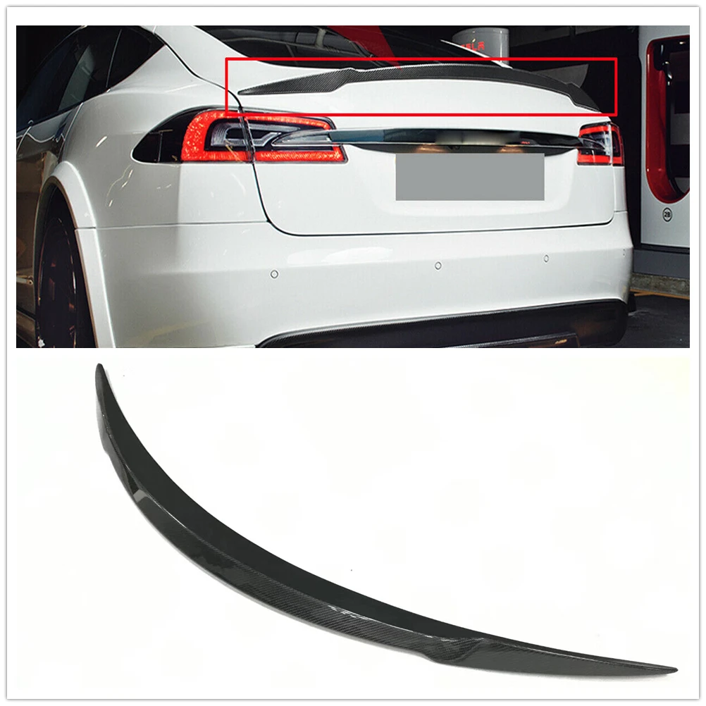 

Trunk Rear Spoiler Wing For Tesla Model S Sedan 2012-2024 V Style Carbon Fiber Car Tailgate Flap Trim Decklid Lid Splitter Lip