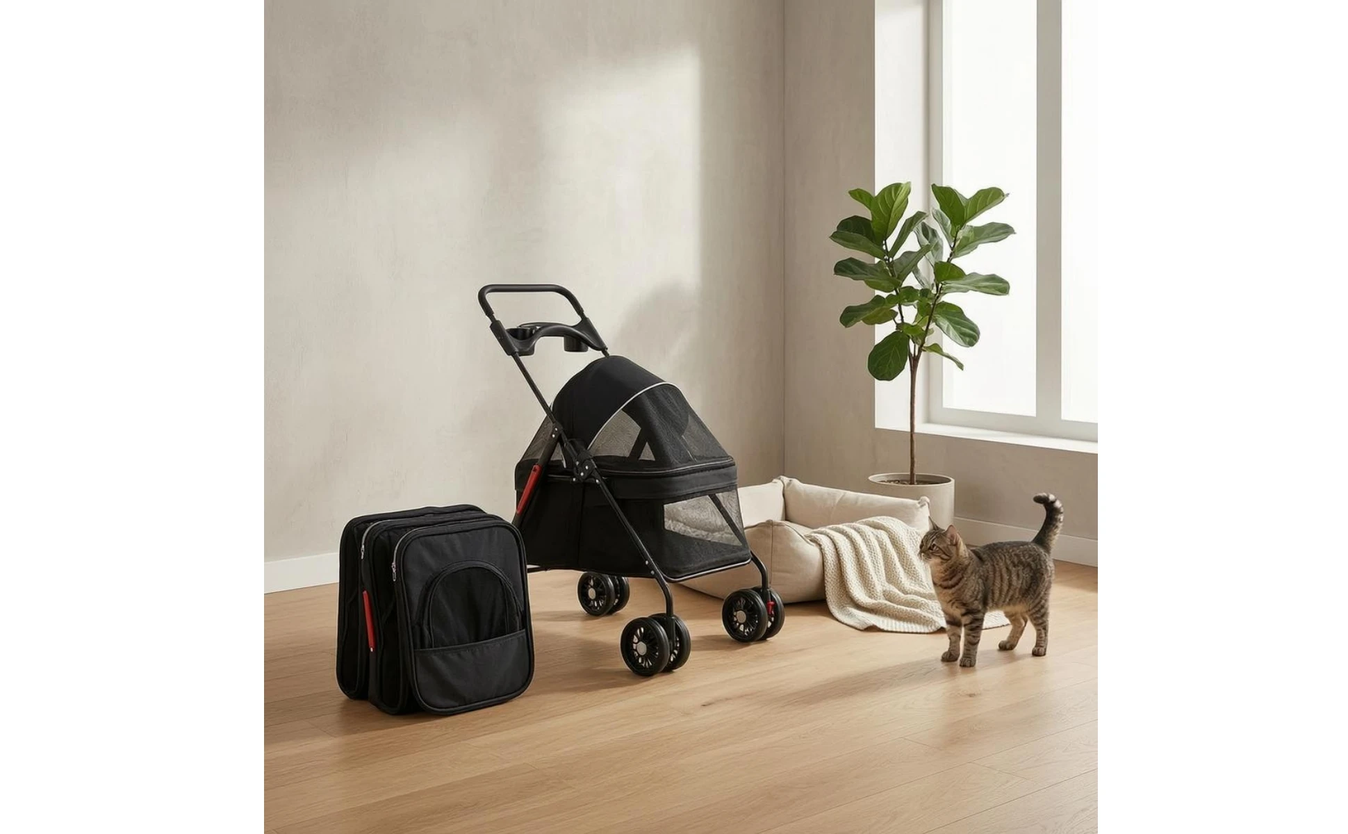 Foldable Pet Stroller Lightweight Feline and Dog Stroller Compact Ventilated for Cats, Outdoor Walking, Travel Foldable Pet Stroller Lightweight Feline and Dog Stroller Compact Ventilated for Cats, Outdoor Walking, Travel