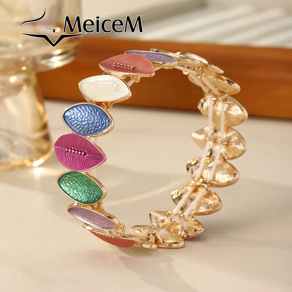 MeiceM Pulseira geométrica de liga de zinco, pulseira simples casual feminina, joias de festa femininas, presente de dia dos namorados 2025