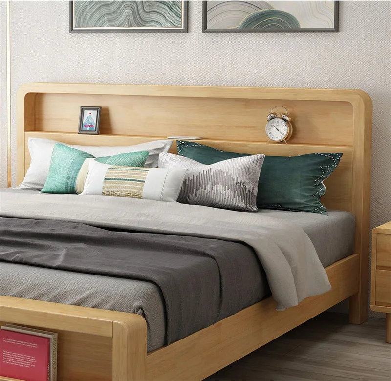 Full solid wood bed master bedroom white 1.8m double bed modern contracted small family 1.5m single bed