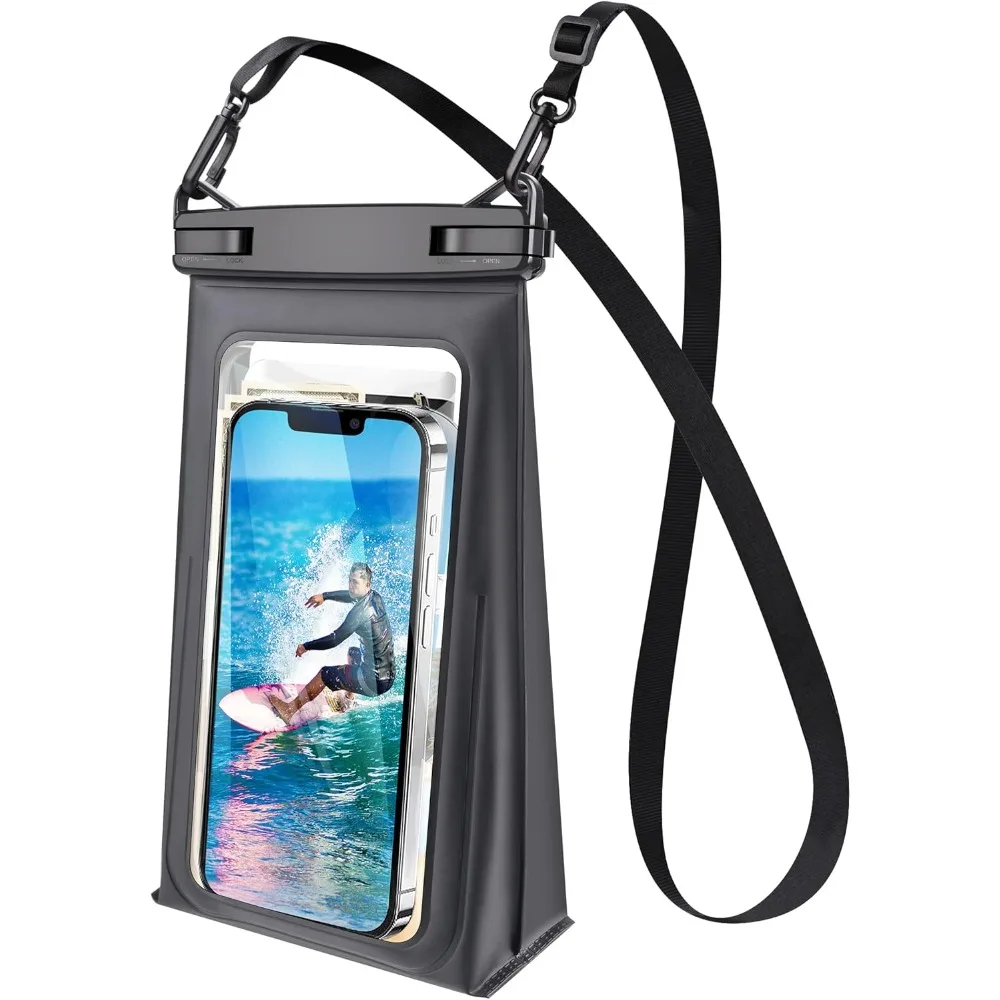 Large Floating Waterproof Phone Pouch with Sealing Strip, Cell Phone Dry Bag for All Phones, Water Proof Bag for Beach Park