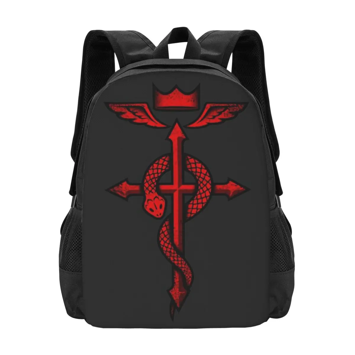 

Snake And Cross Alchemist Flamel Backpack Hot Sale Daypack Large Capacity Kids BookBag School Bag Shoulder Bags for Men Women