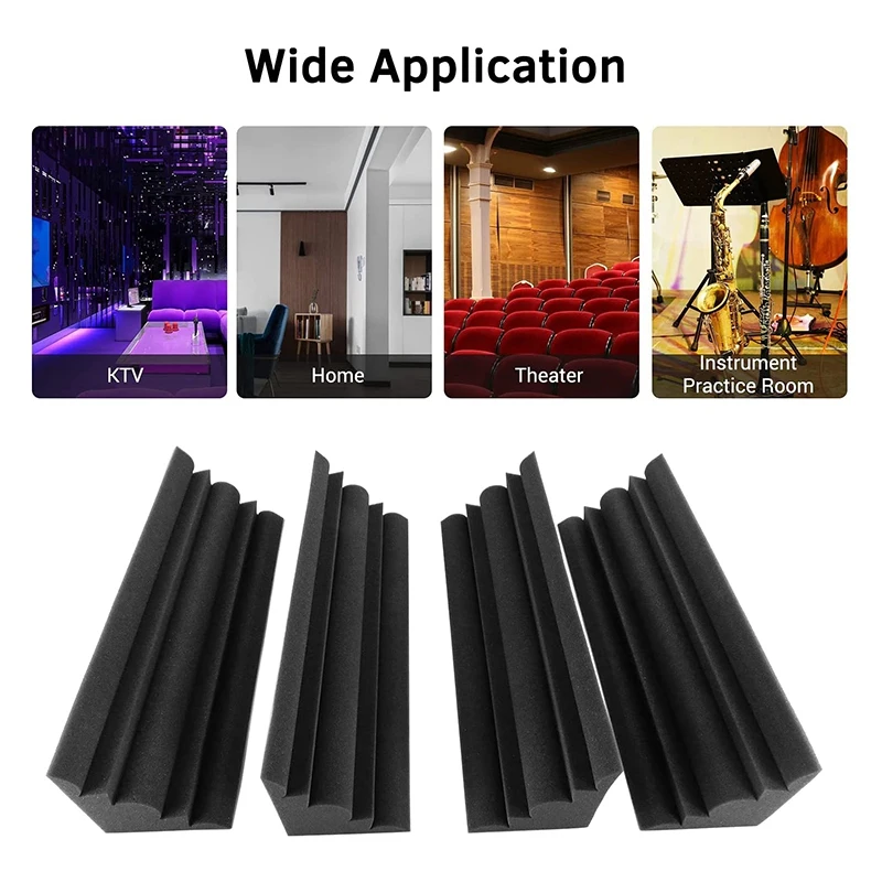 4 шт., акустические панели из пены, шумоизоляция высокой плотности, огнестойкая басовая ловушка, пена для домашнего кинотеатра, 18x18x30 см