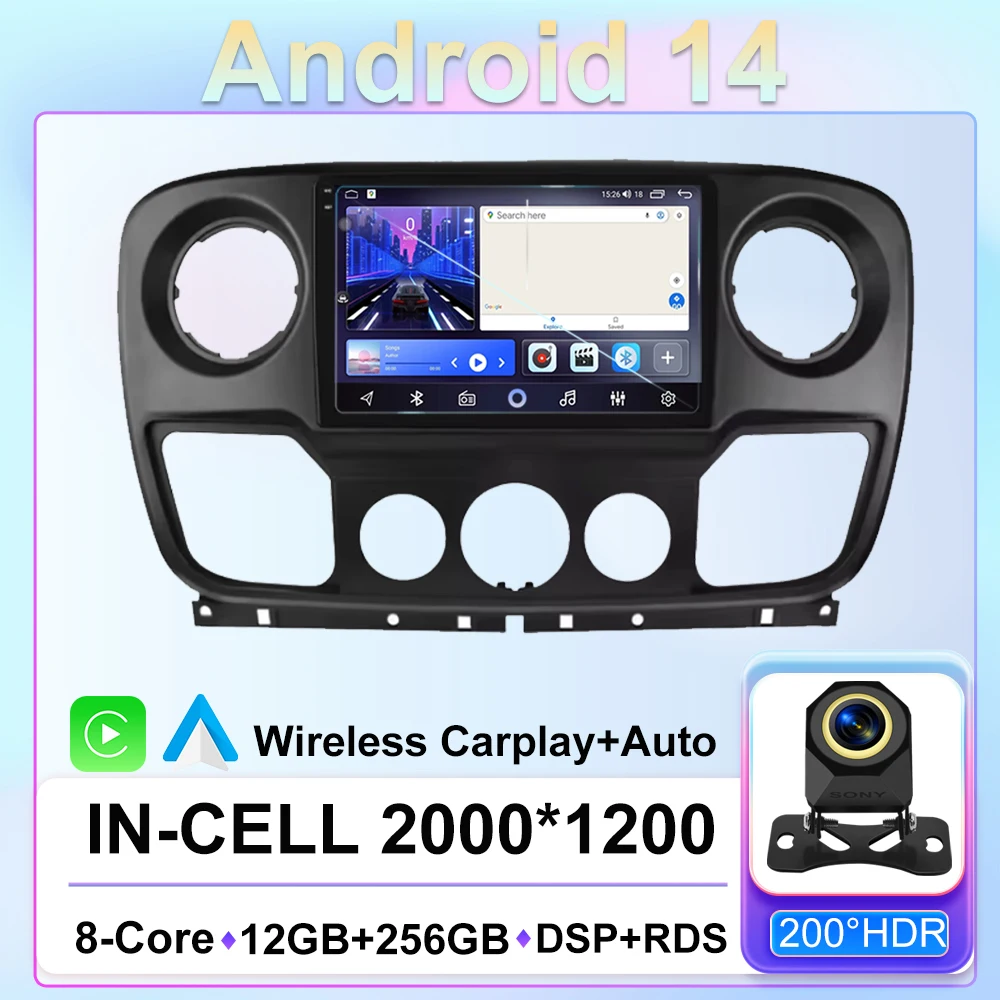 

Android 14 Car Radio For Nissan NV400 Opel Movano Renault Master III 3 2010 - 2019 Multimedia Player Autoradio Carplay Video GPS