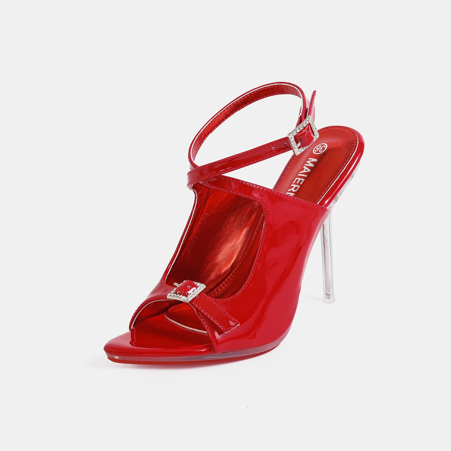 Fashion Buckle Strap Women Hollow Out Clear Heel Sandals 12CM High Heels Sexy Fetish Shoes Summer Model Catwalk Show Shoes view 2