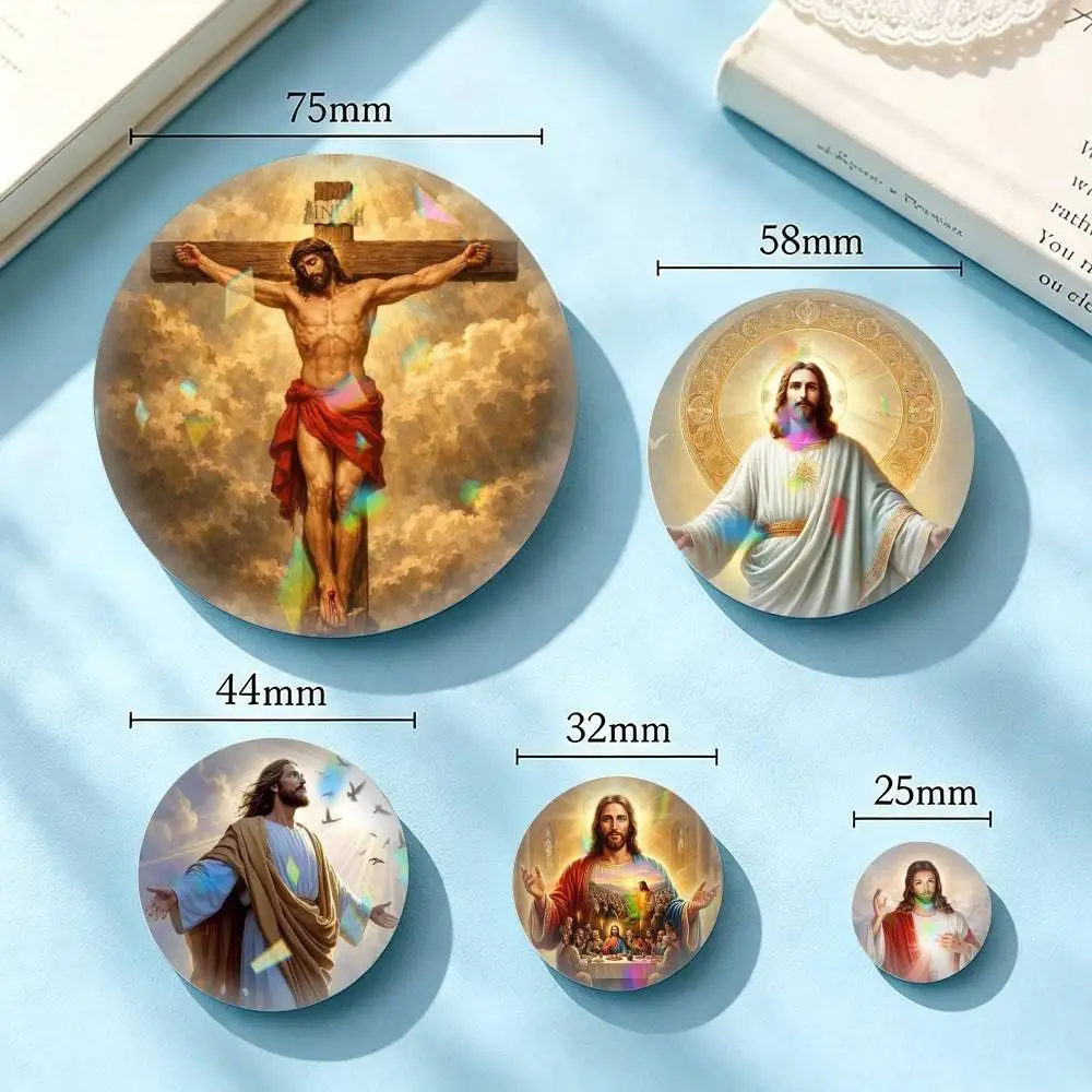 J-Jesus Christ Savior-R 25mm 32mm 44mm 58mm 75mm Brooches Badges Pins for Accessories Gift