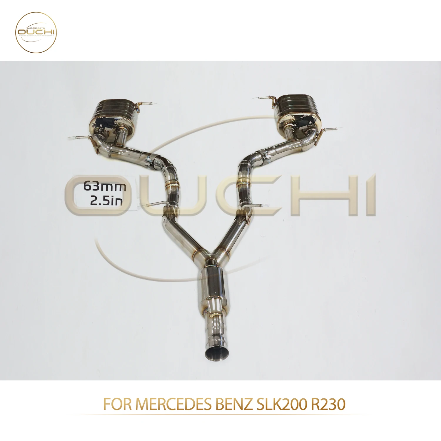 OUCHI مبيعات المصنع مباشرة لمرسيدس بنز SLK200 R230 SS304 Catback صمامات إلكترونية العادم 63 مللي متر تصميم الأنابيب بدون نصائح