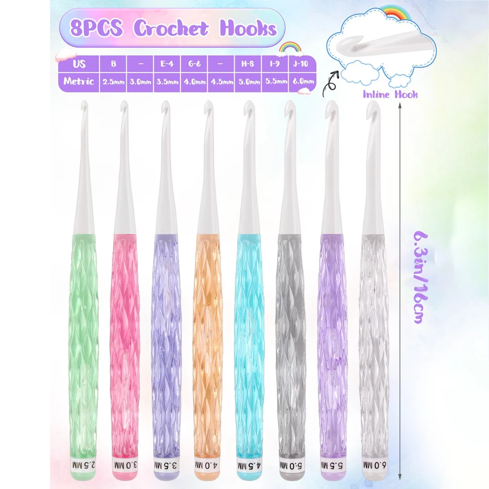 8Pcs/set Color Crochet Hook Kit Ergonomic Crochet Hook for Beginner Knitting Sweater DIY Knitting Tool