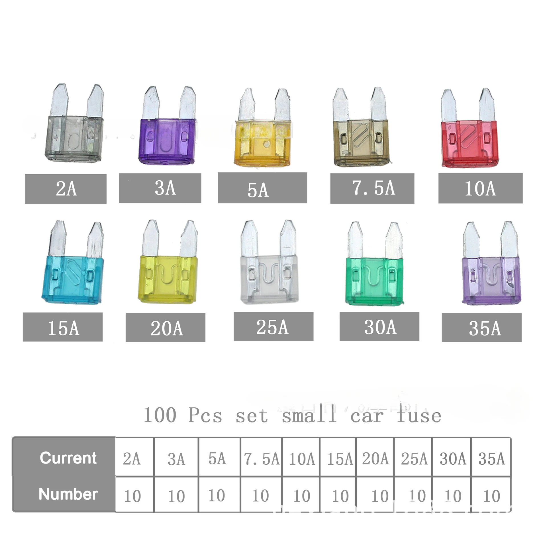 Small fuse/insurance piece zinc piece/plastic box fuse/small insurance insert 10 specifications