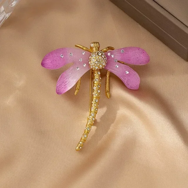 Original design copper gold plated full diamond-studded dragonfly brooch series