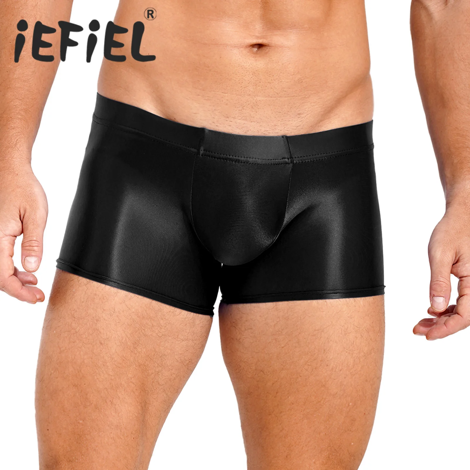 Mens Boxer Shorts Glossy Boxer Briefs Underwear Bottoms Pants Low Rise Underpants Pool Party Beach Volleyball Shorts Beachwear