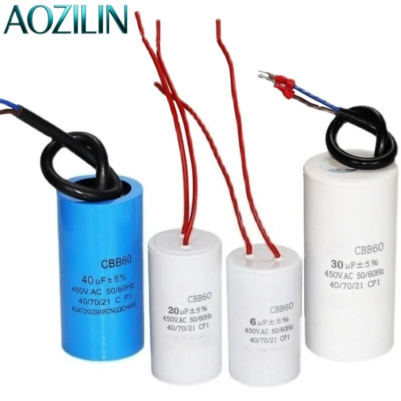 AOZILIN CBB60 CD60 Motor Running Start Capacitor Single Phase Motor Capacitor For Water Pump Washing Machine 10 Pack