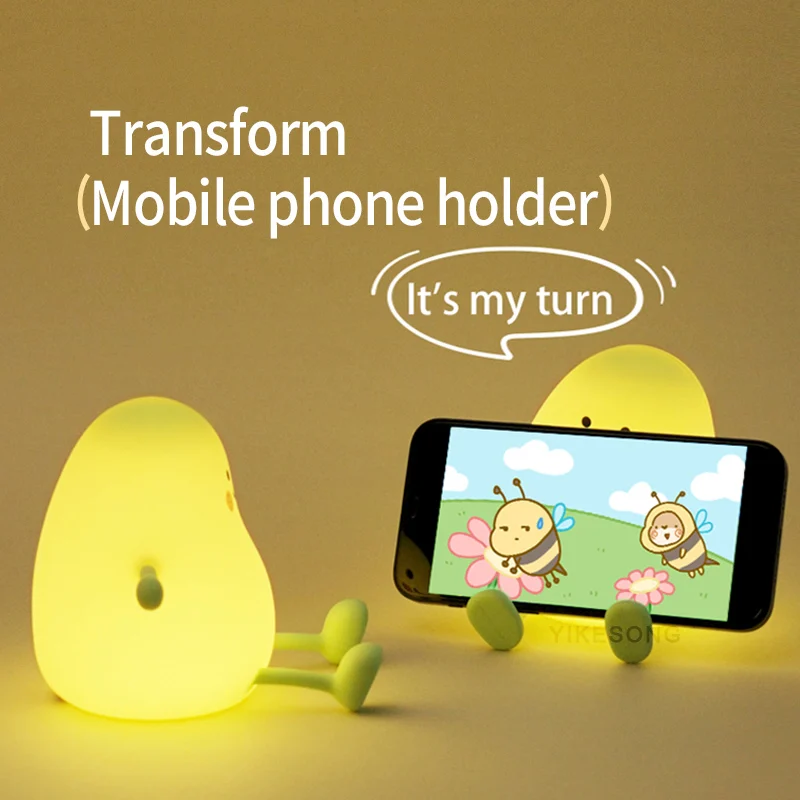 Cute Silicone Capybara Mango Night Light Timing Function RGB Nightlight Gift USB Rechargeable Animal Touch Bedside Sleep Lamp